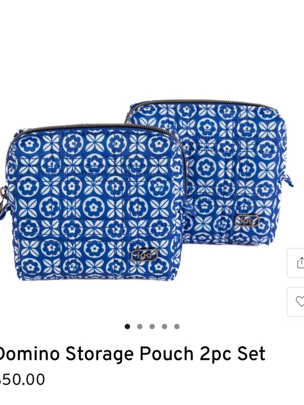 Lug Domino Storage Pouch 2pc set - tile floral blue - Picture 7 of 8